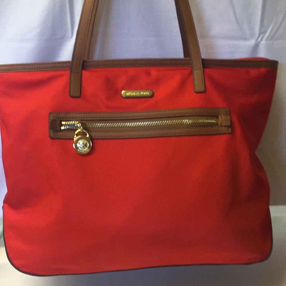 Michael Kors 17”x 12” Red/Brown Large Tote